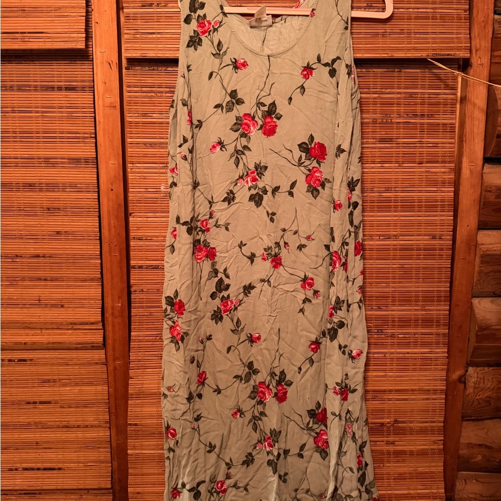 VINTAGE R&K Green Floral Maxi Dress